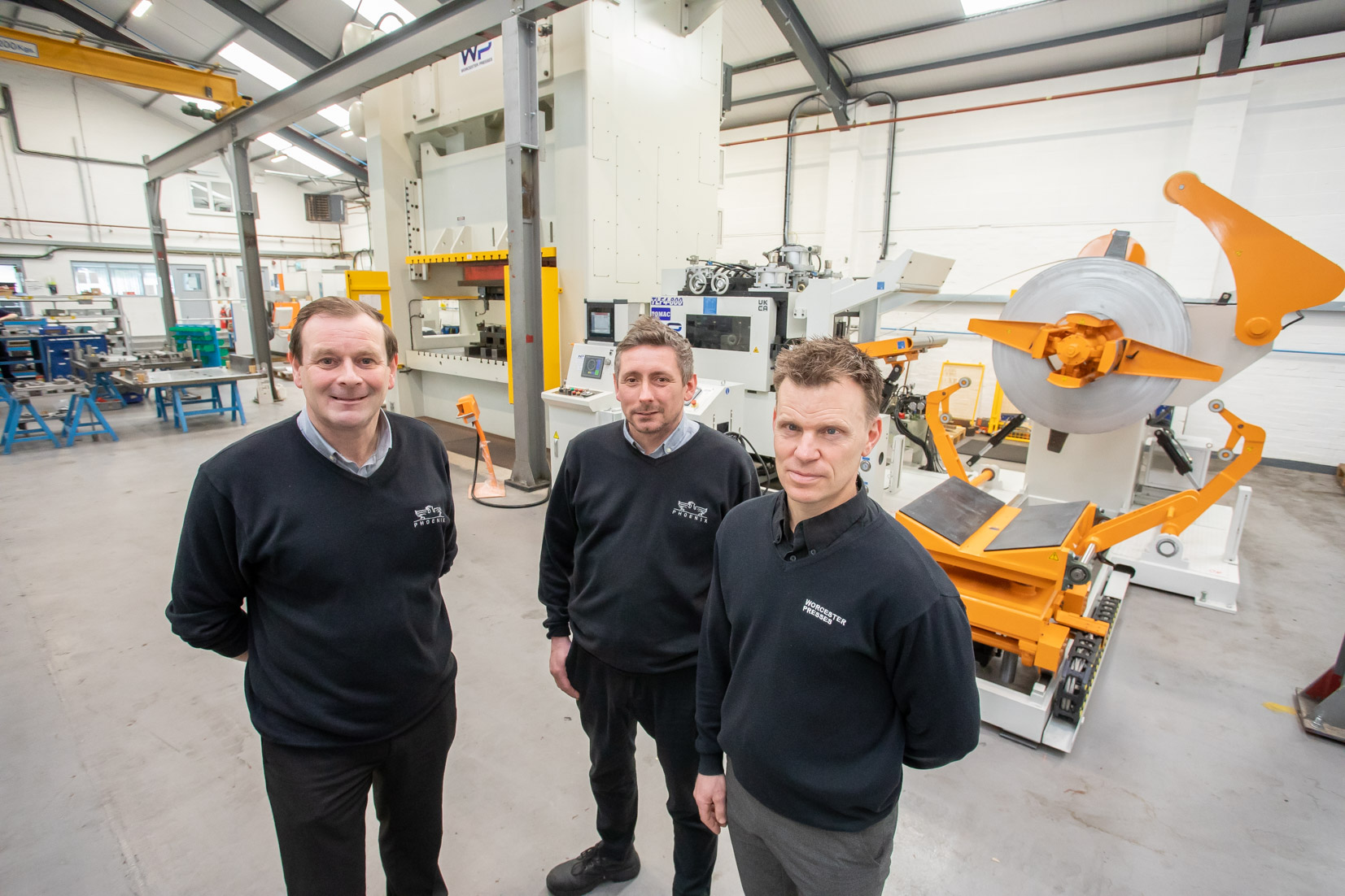 (l-r) Peter Marshall, Martin Mulvey (both Phoenix Tooling & Development) with Russell Hartill (Worcester Presses)
